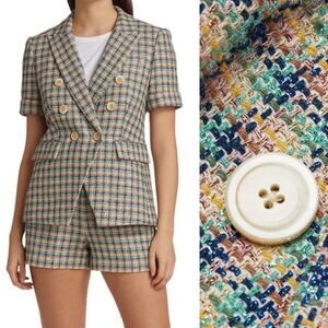 NWT Veronica Beard Jenny Dickey Jacket Blazer & Kimm Shorts Rainbow Tweed Size 0